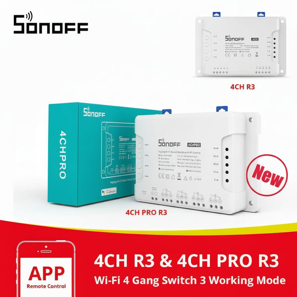 Módulo WiFi Inteligente 4 Canais para Automação Total SONOFF 4CH R3 / 4CH PRO R3