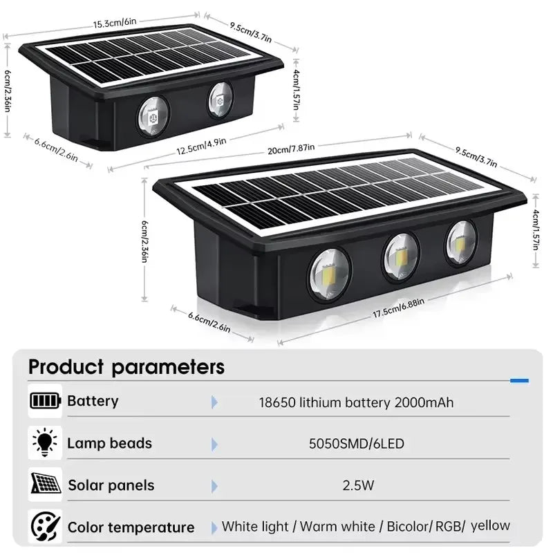 Candeeiro Solar de Parede LED para Exterior – Iluminação Decorativa