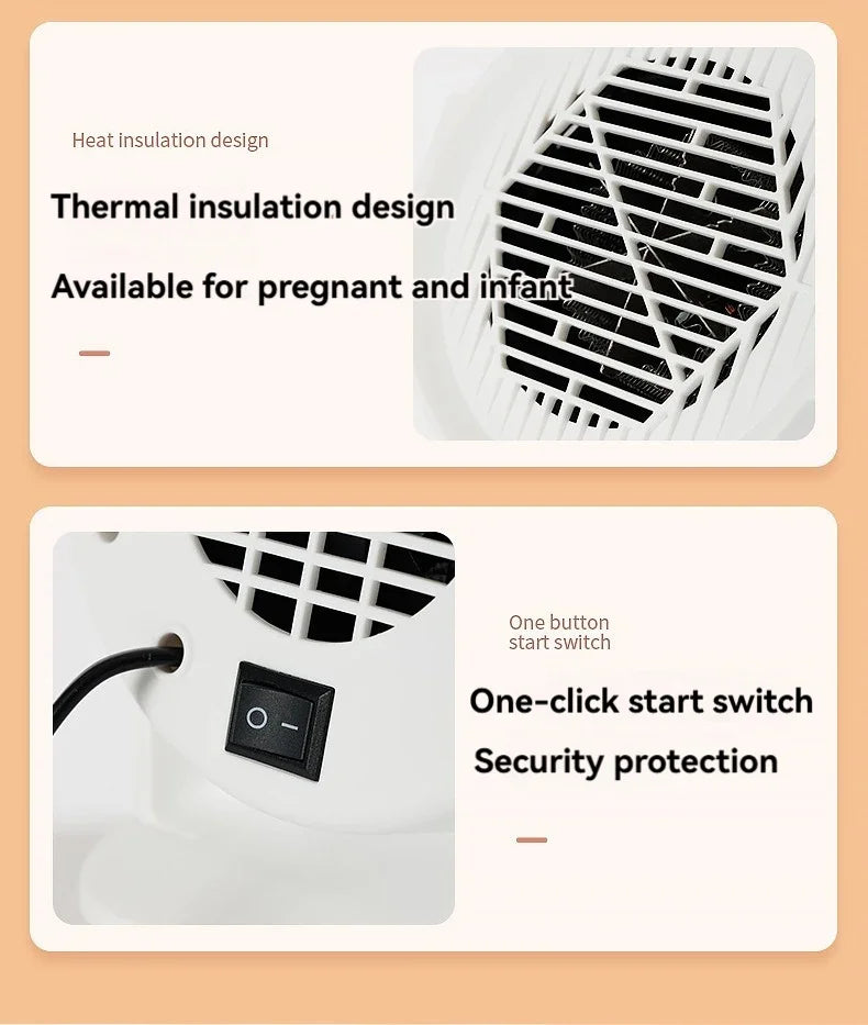 Aquecedor elétrico compacto para aquecimento e resfriamento.