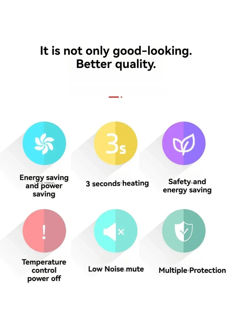 Aquecedor elétrico compacto para aquecimento e resfriamento.