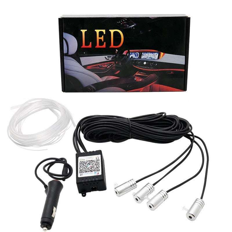 Fita de Luz Flexível RGB com Controlo por App – Iluminação Ambiente para Carro