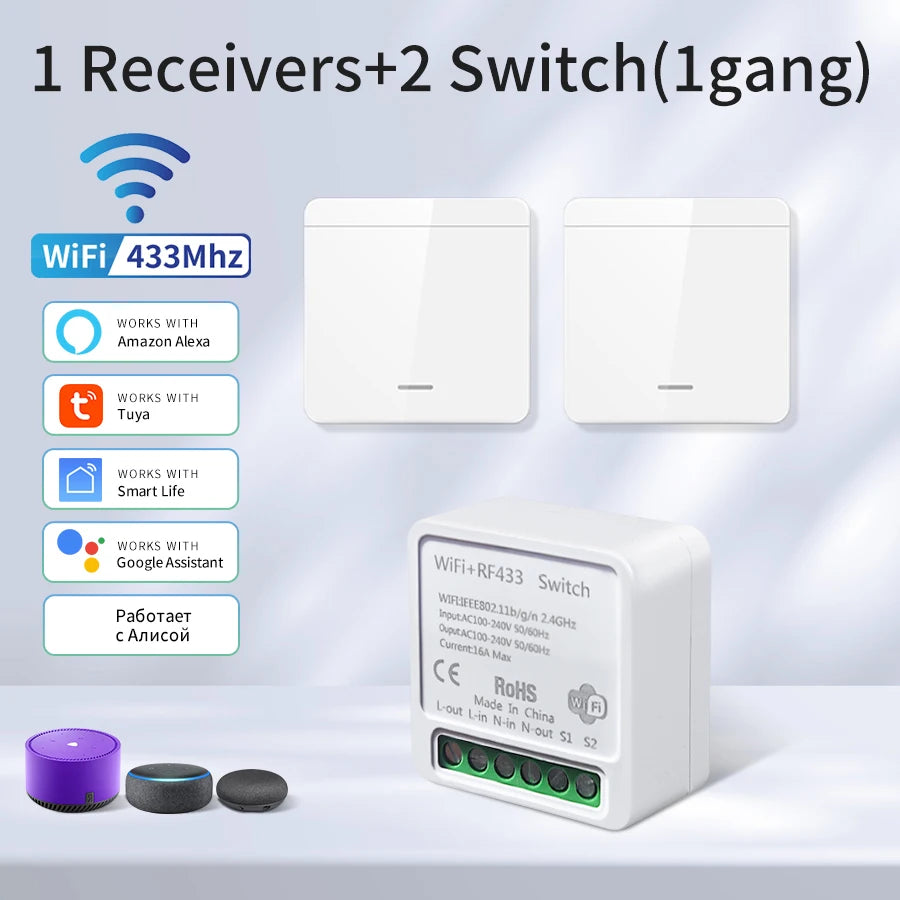 Interruptor Inteligente WiFi Tuya + RF 433MHz
