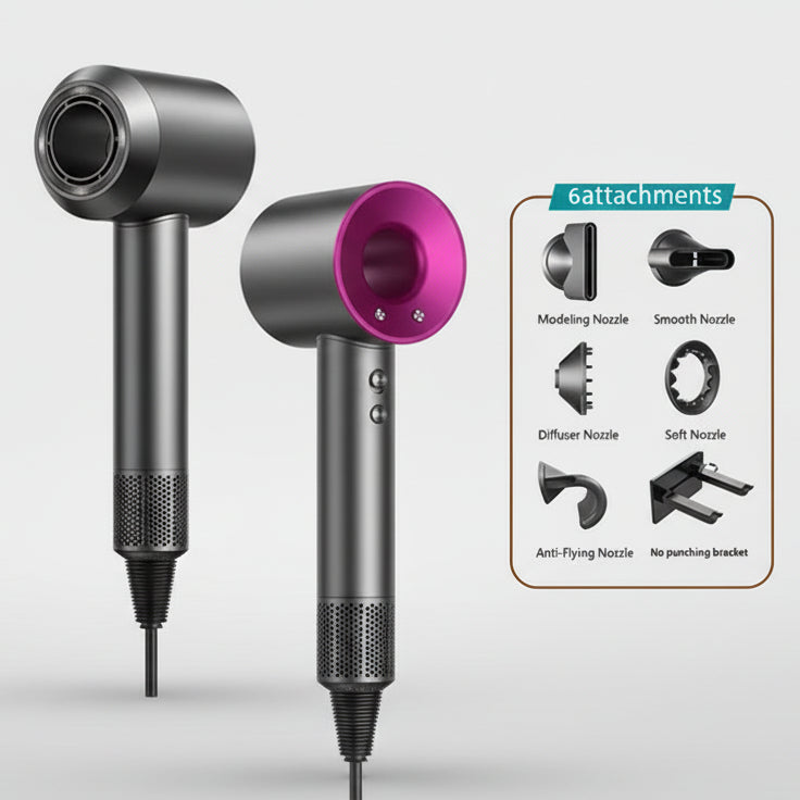 Secador de Cabelo de Alta Velocidade com Iões Negativos e Controlo Inteligente de Temperatura