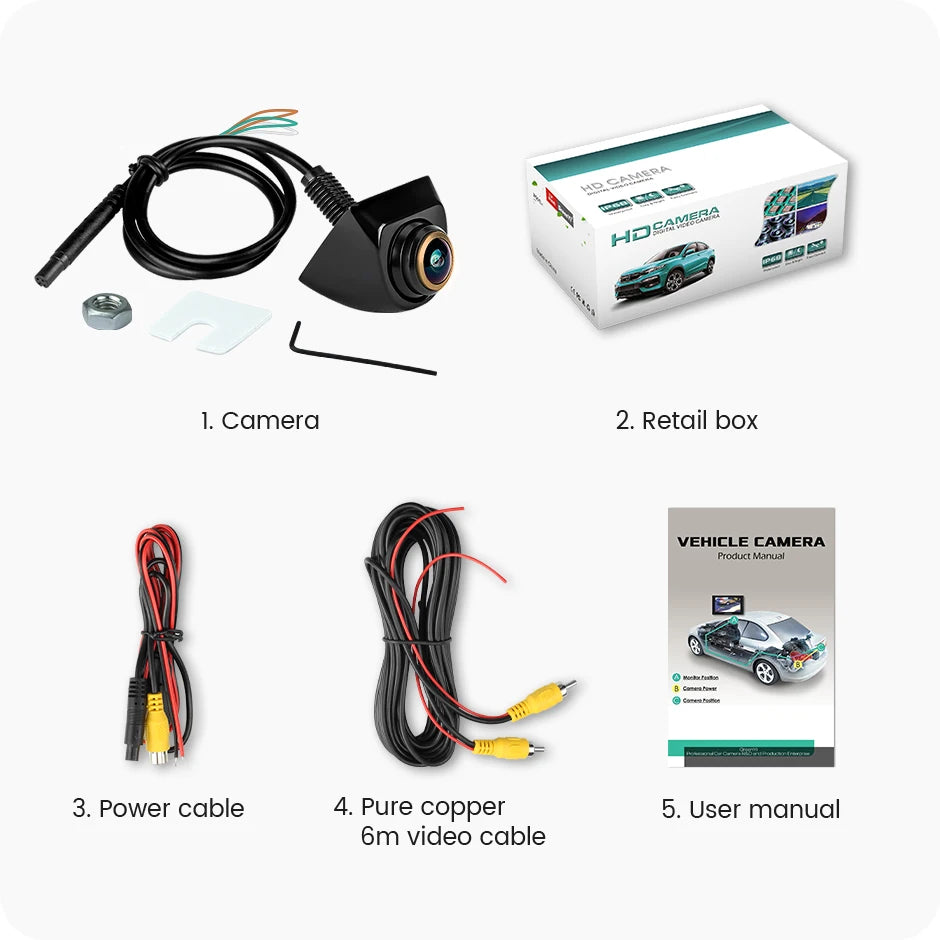 Câmara marcha a trás – Full HD 1920x1080P com Visão Noturna e Lente Fisheye 170°