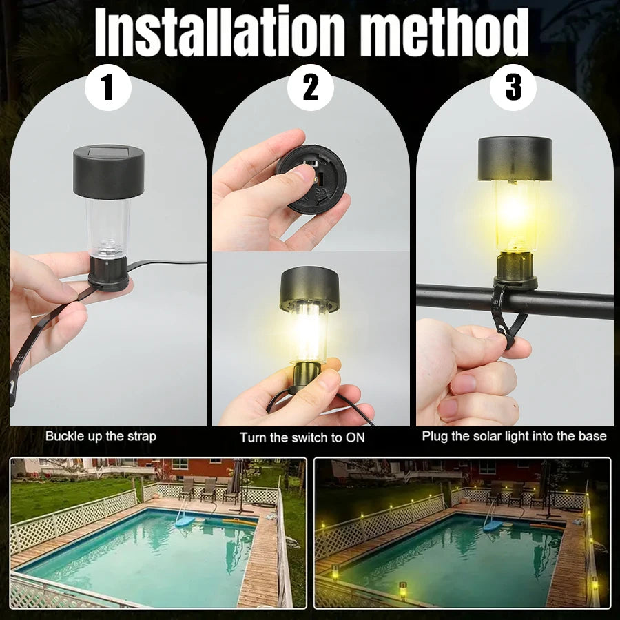 Luz solar externa para jardim, à prova d'água, com LED.