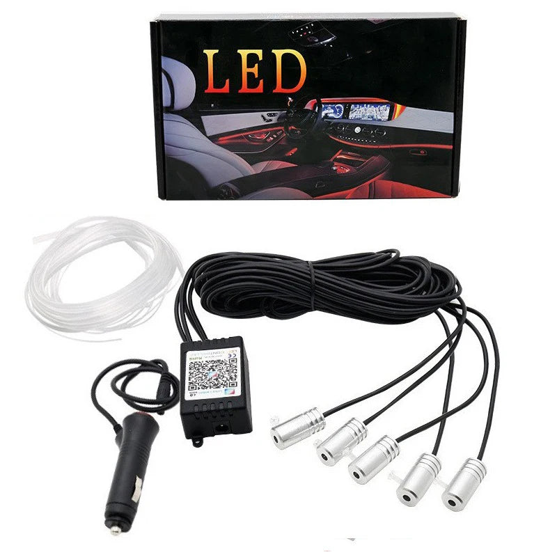 Fita de Luz Flexível RGB com Controlo por App – Iluminação Ambiente para Carro