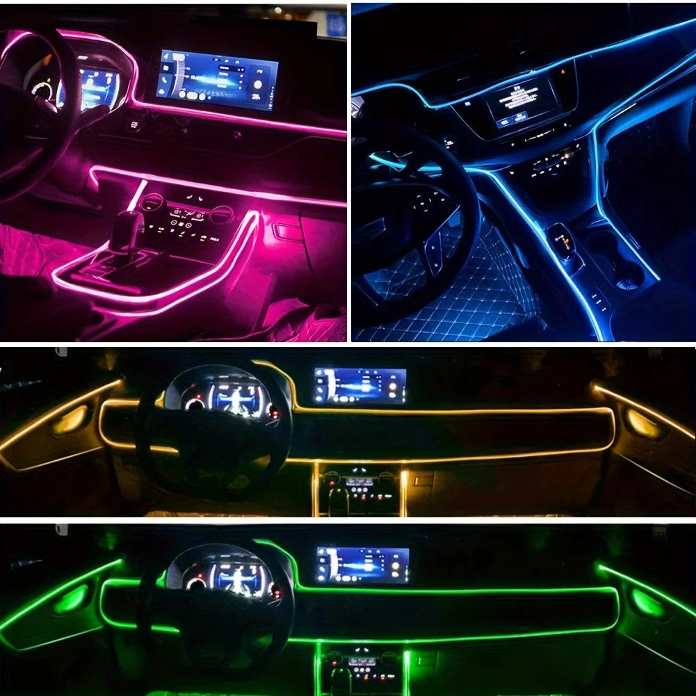 Fita de Luz Flexível RGB com Controlo por App – Iluminação Ambiente para Carro