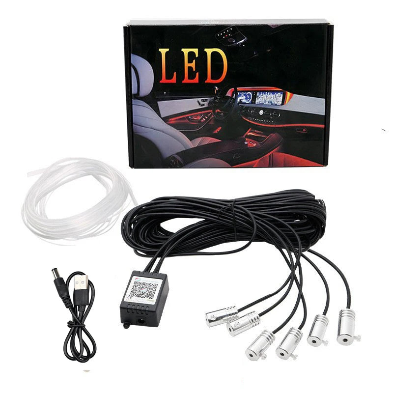 Fita de Luz Flexível RGB com Controlo por App – Iluminação Ambiente para Carro